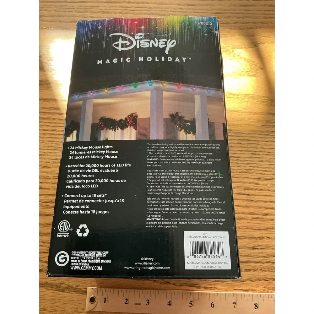 Disney Magic Holiday Color Whirl LED Mickey Mouse Light String 24ct 23ft 0785213